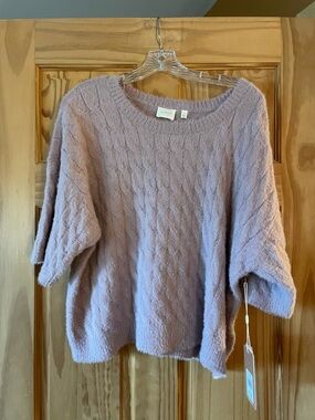 Cyrus Soft Lavender Cable Knit Scoop-Neck Sweater